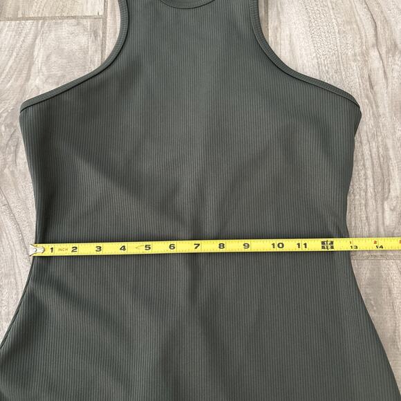 Alo Yoga Seamless Ribbed Green Dress Size Small Petite Racerback Pullover - Picture 5 of 9